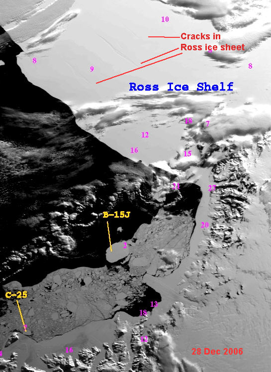 major cracks in ross ice sheet