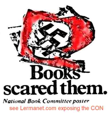 poster published by the National Book Committee of a fallen nazi flag with the caption, Books scared them