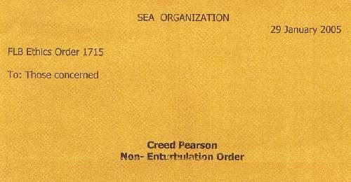 Sea Organization Flag Land Base Ethics Order 1715 dated 29 January 2005