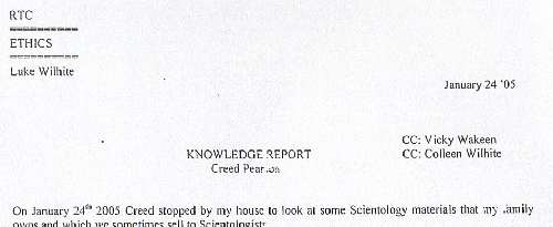 Teaser image that is linked to a copy of a Scientology Knowledge report. - a snitch report