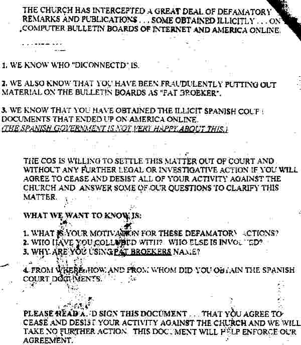 fax sent by Scientology OSA to Arnie Lerma - mentioned in Washington Post Christmas Day 1994 article about Arnaldo Lerma