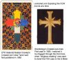 thumbnail of scientology's crossed out cross next to crowleys tarot card deck back side, both first published in 1969
