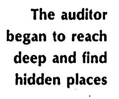 the auditor began to reach deep and find hidden places