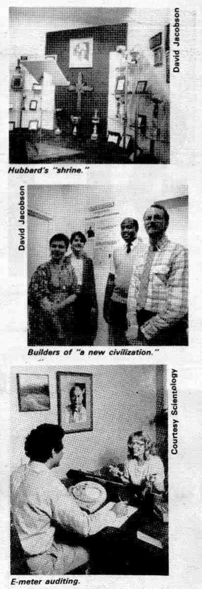 3 images 'Hubbard's Shrine' 'Builders of a new civilization' and 'E-meter Interview'-