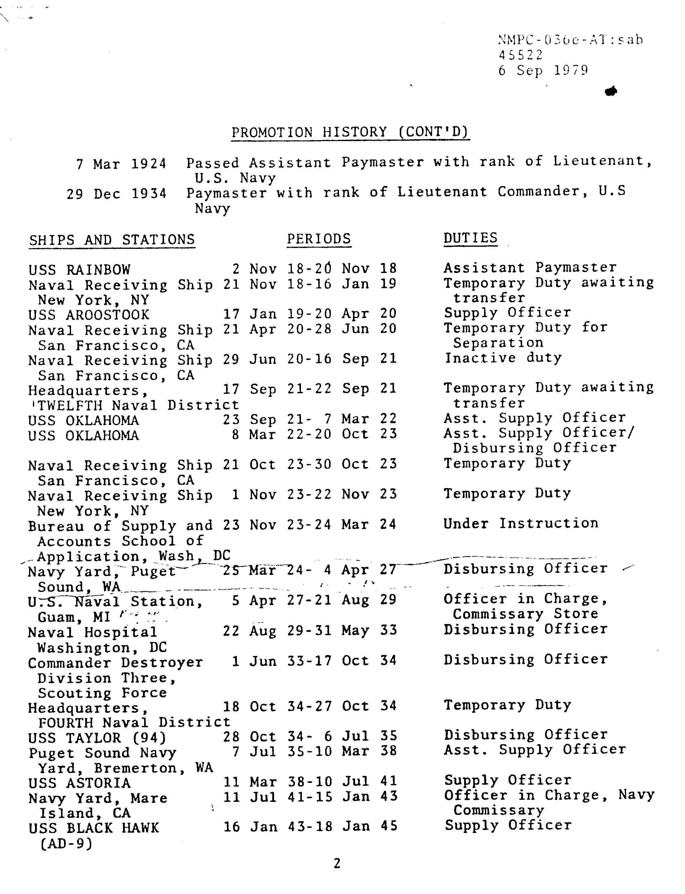 35. Shannon Report: Abstract of the Navy service record of Harry Ross Hubbard, released under the
of Information act, available from the Navy Department. 3 pages.
