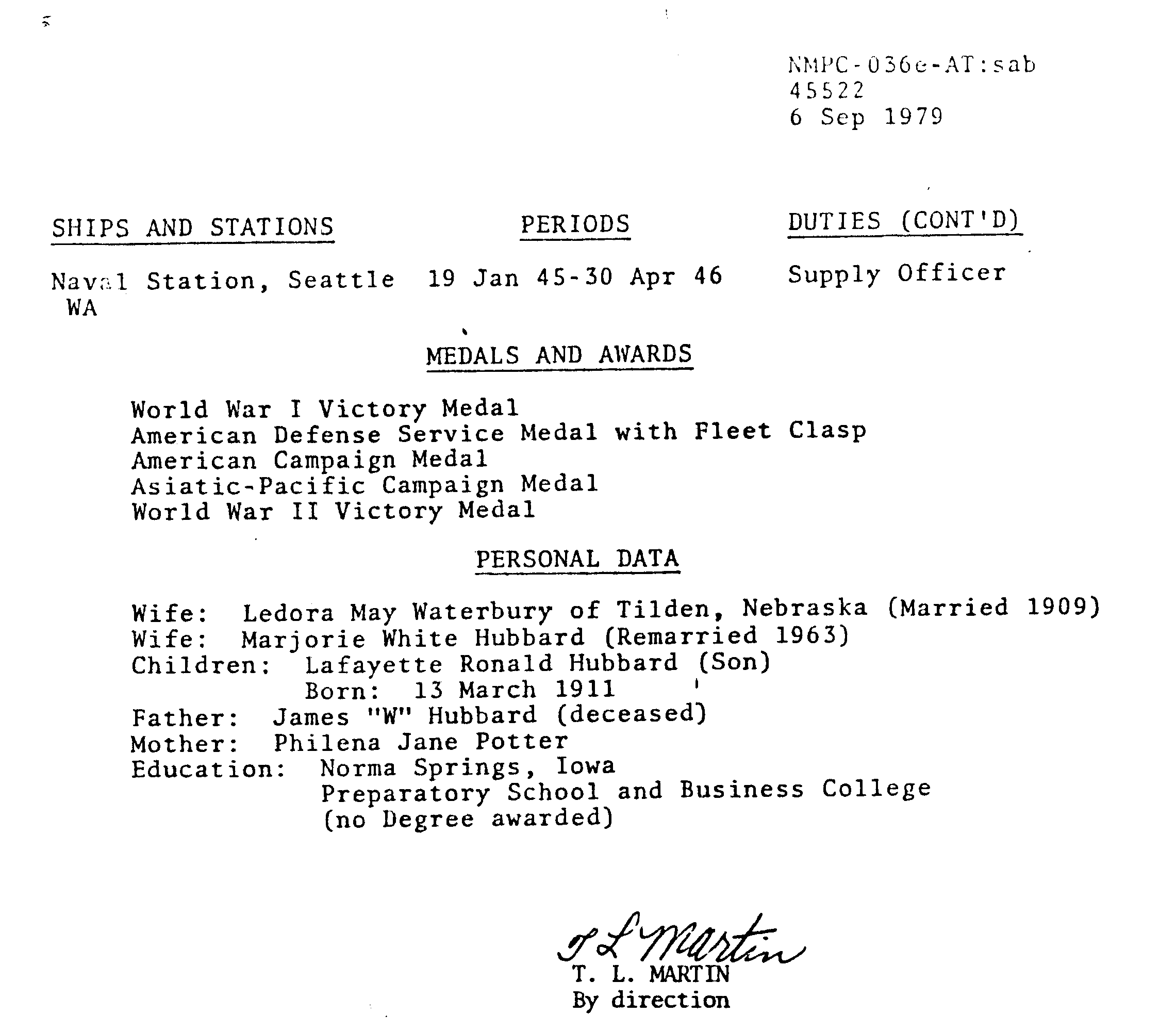 35. Shannon Report: Abstract of the Navy service record of Harry Ross Hubbard, released under the
of Information act, available from the Navy Department. 3 pages.
