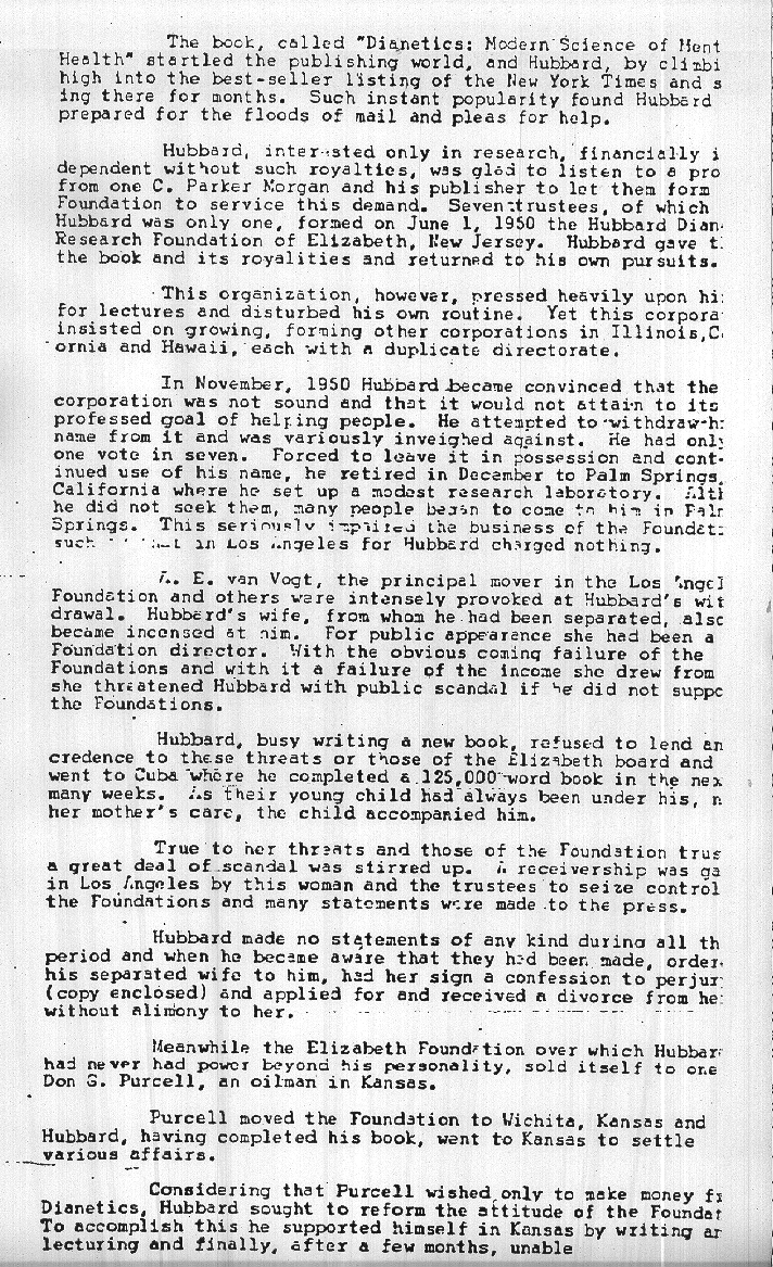 47. Letter from the Hubbard Association of Scientologists, Phoenix, Az, to the
Better Business Bureau of Phoenix, dated 12 June 1954, and signed by John Galusha secretary
